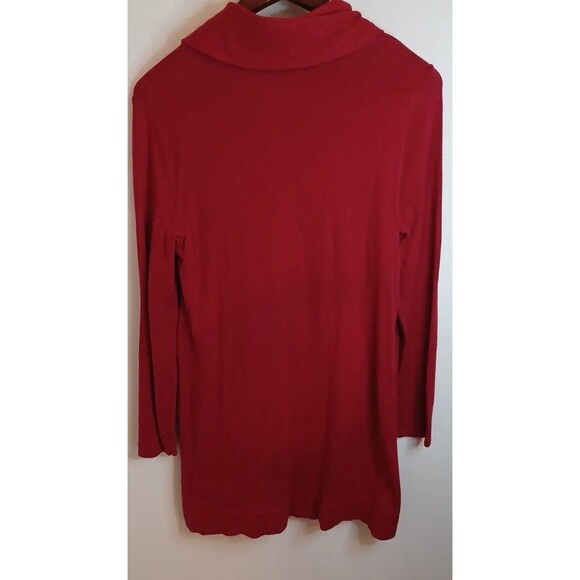 J. Jill Pullover Turtleneck Sweater M Red Longsleeve Knit Stretchy Lagenlook - Picture 3 of 11